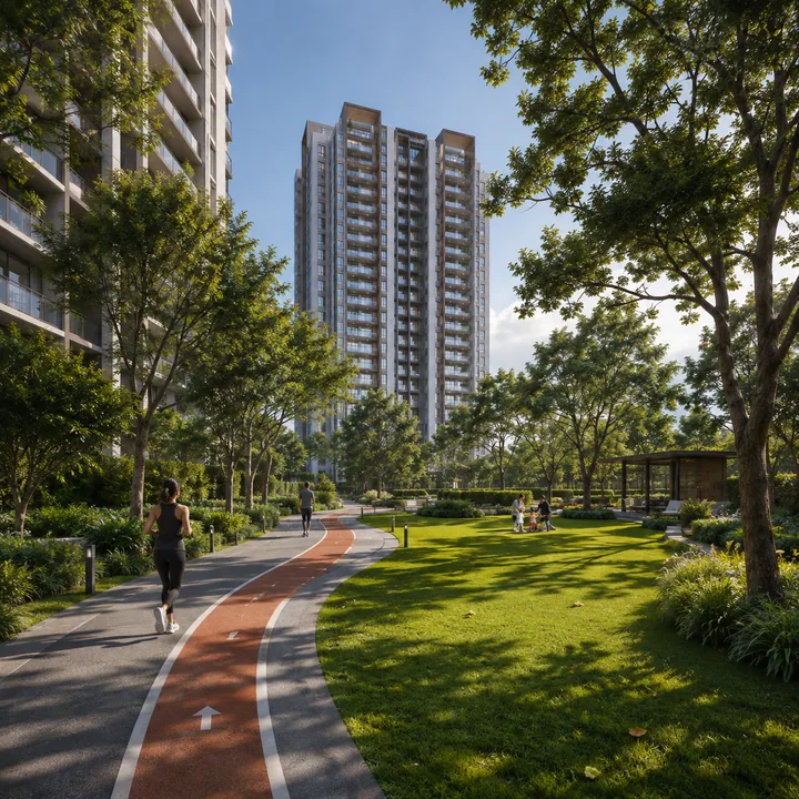 Urbanrise Begur Koppa Road central green spine and walking track